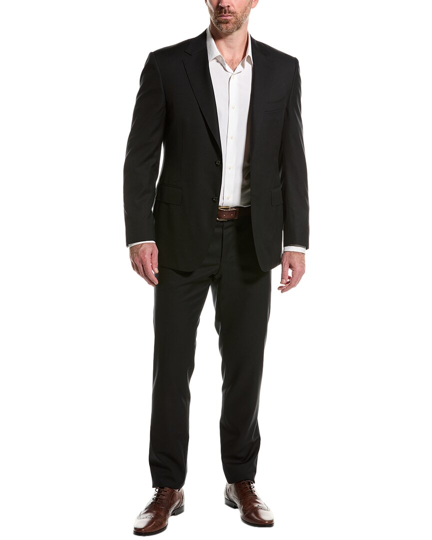 Canali Wool Suit With Flat Front Pant In Grey