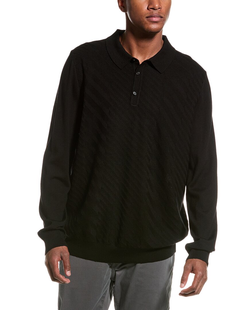 Shop Hugo Boss Boss Padori Wool-blend Polo Sweater In Black