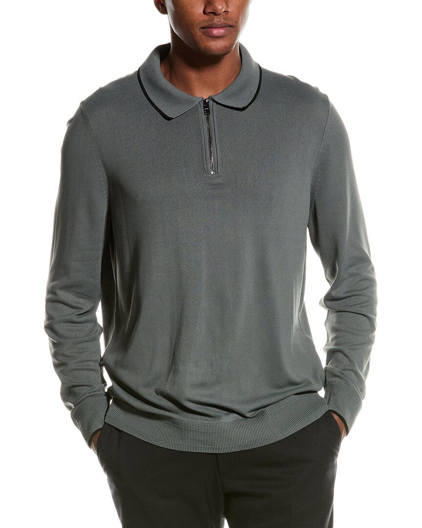 Shop Hugo Boss Boss Luno 1/4-zip Polo Sweater In Grey