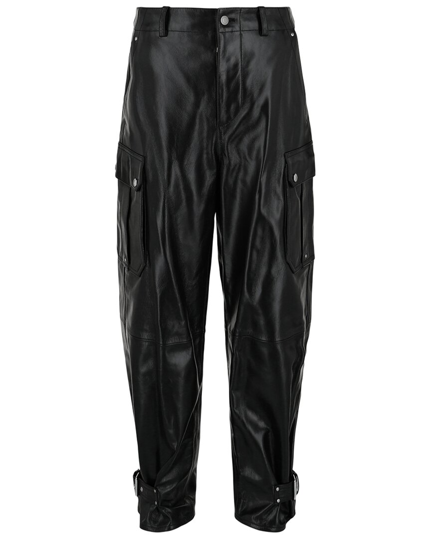 Alexander Mcqueen Leather Cargo Pants Man Pants Black Size 34 Cowhide