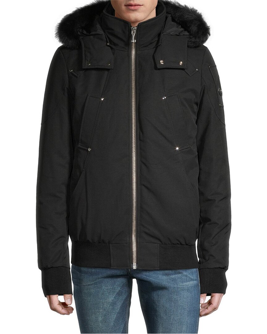 Moose Knuckles Shearling Trim Down Bomber Jacket