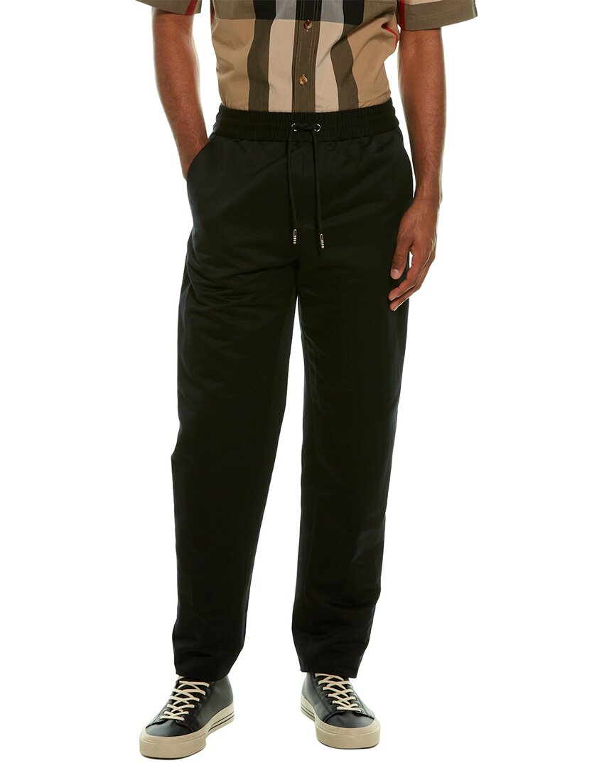 Shop Burberry Linen-blend Track Pant In Black