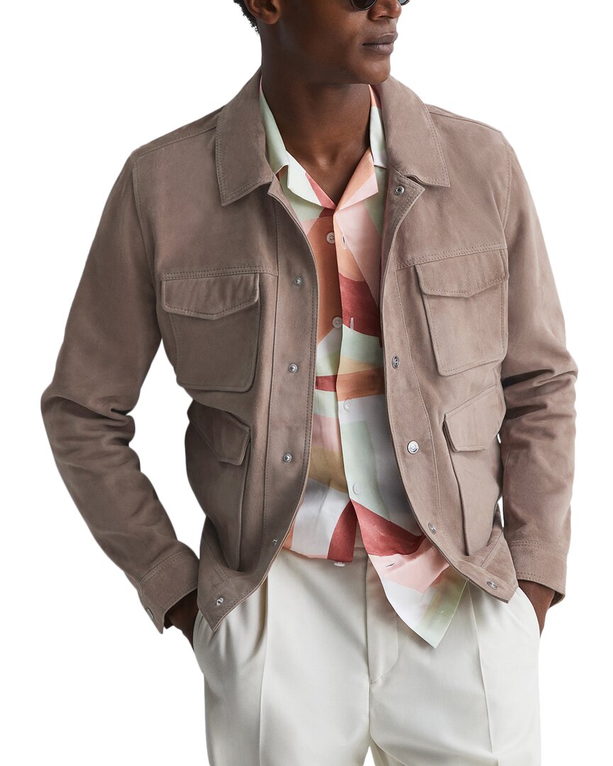 Reiss Ballina Leather Jacket In Pink