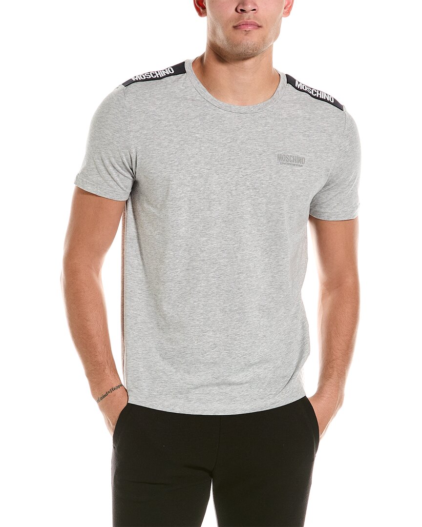 Shop Moschino Logo Tape T-shirt In Grey