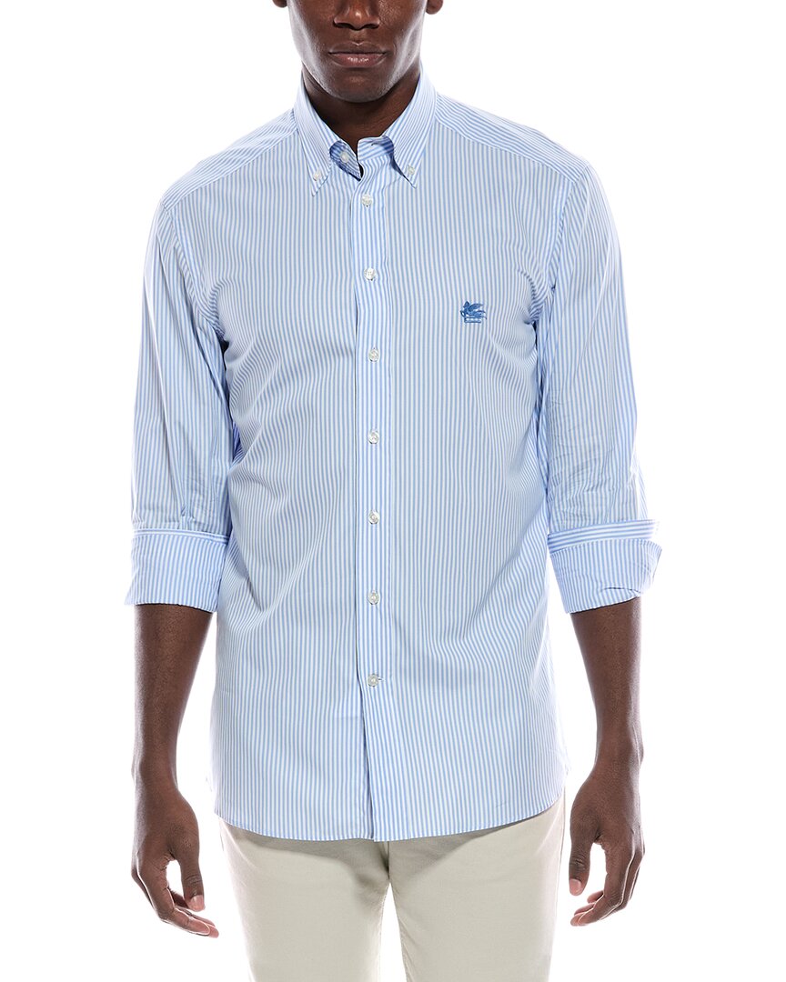 Etro Tailored Shirt Button Down Collar Long Sleeves In Blue