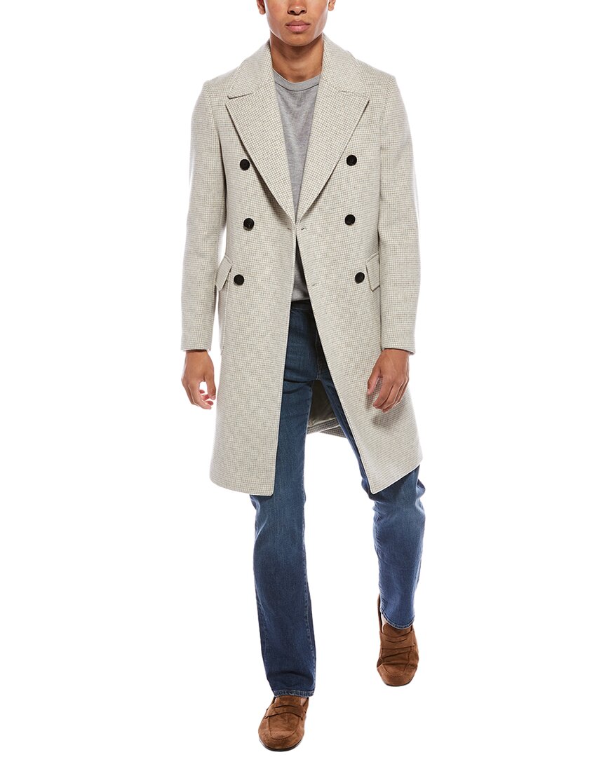 Reiss Review Wool-blend Overcoat In Neutral