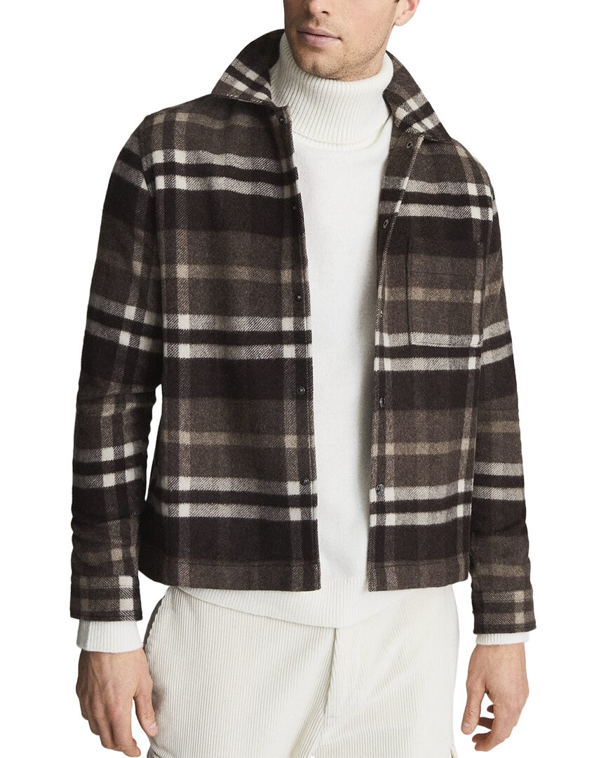 Reiss Cortez Wool-blend Overshirt In Brown