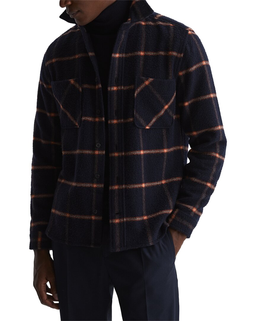 Reiss Bayo Wool-blend Large Casentino Overshirt In Blue