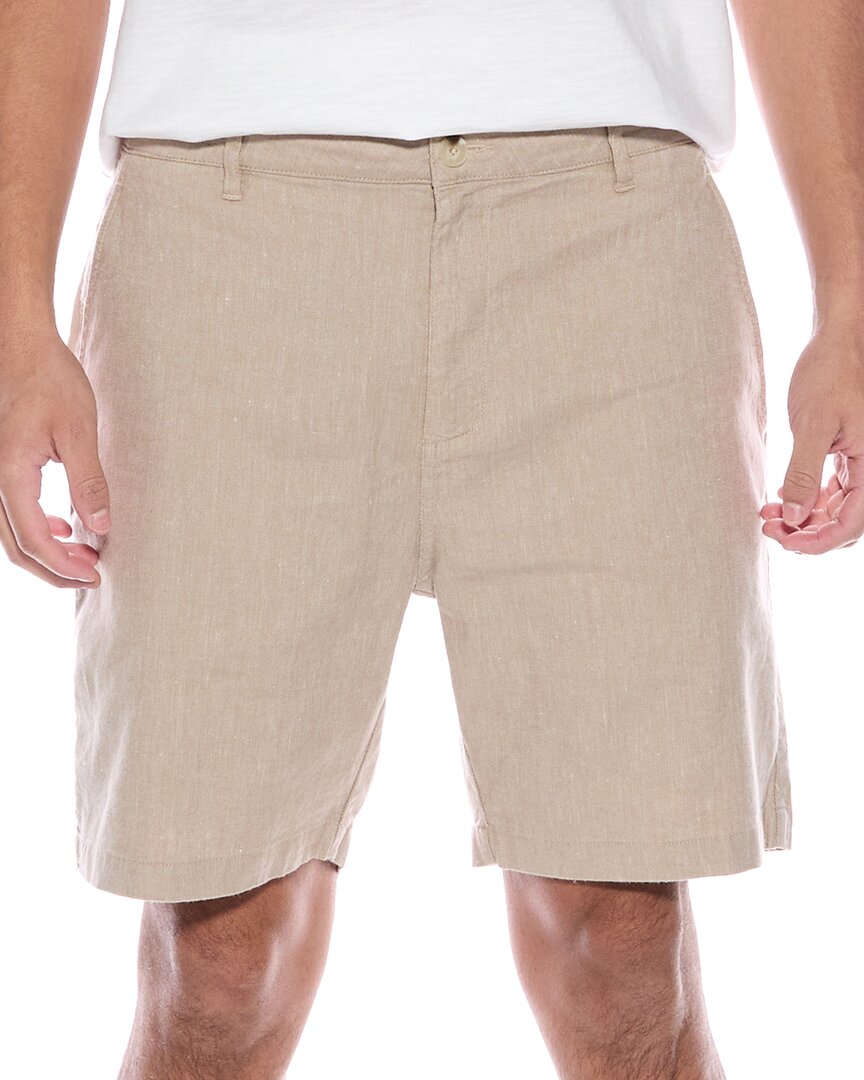 Onia Stretch Canvas Traveler Linen-blend Short In Brown