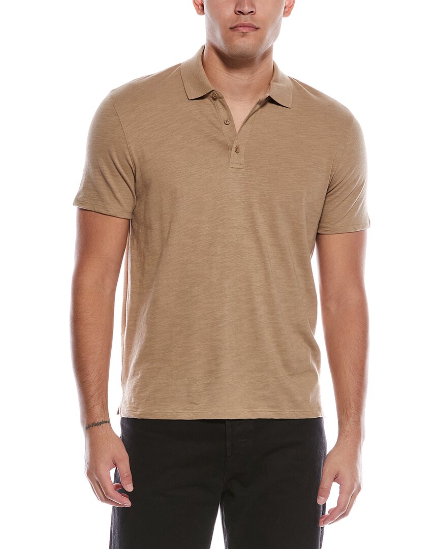 Vince Slub Polo Shirt In Brown
