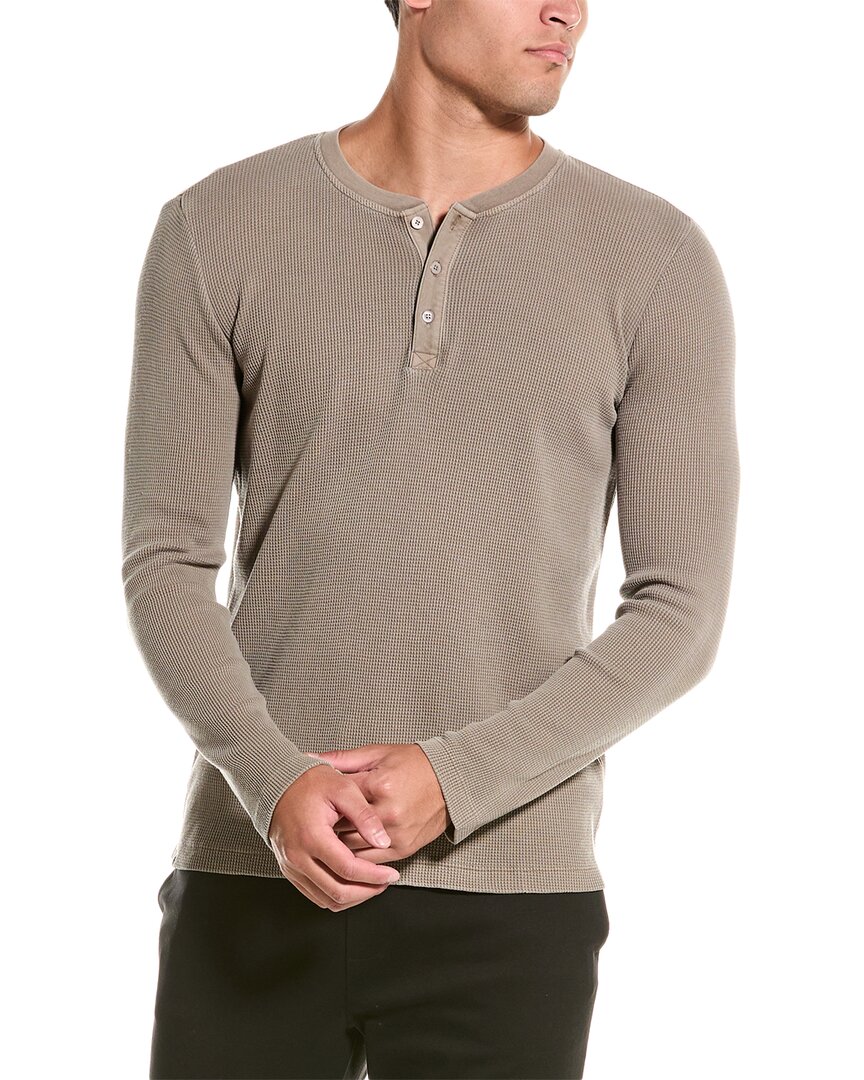 Barefoot Dreams Malibu Collection Pigment Waffle Henley T-shirt In Grey