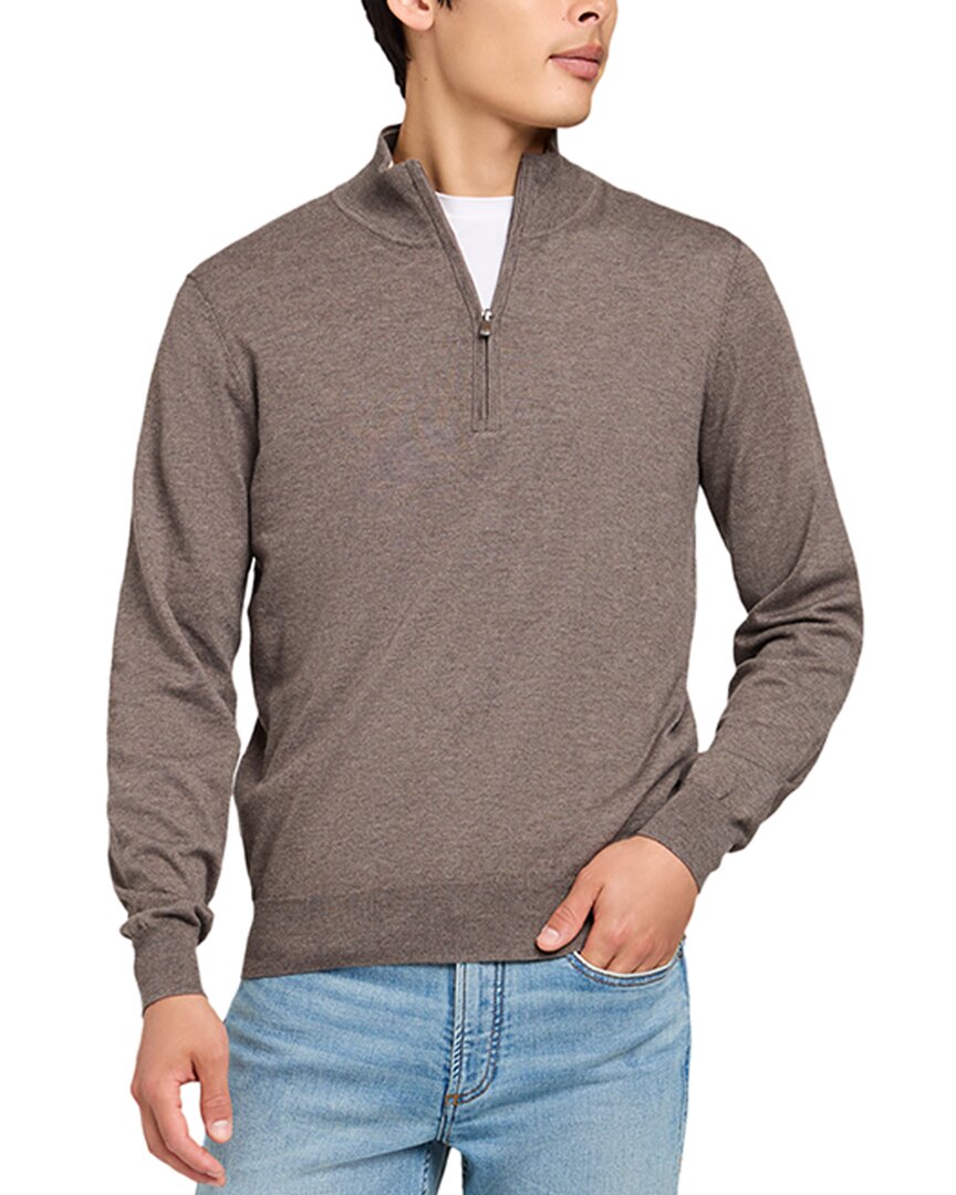 Faherty Movement Quarter Zip Sweater In Brown