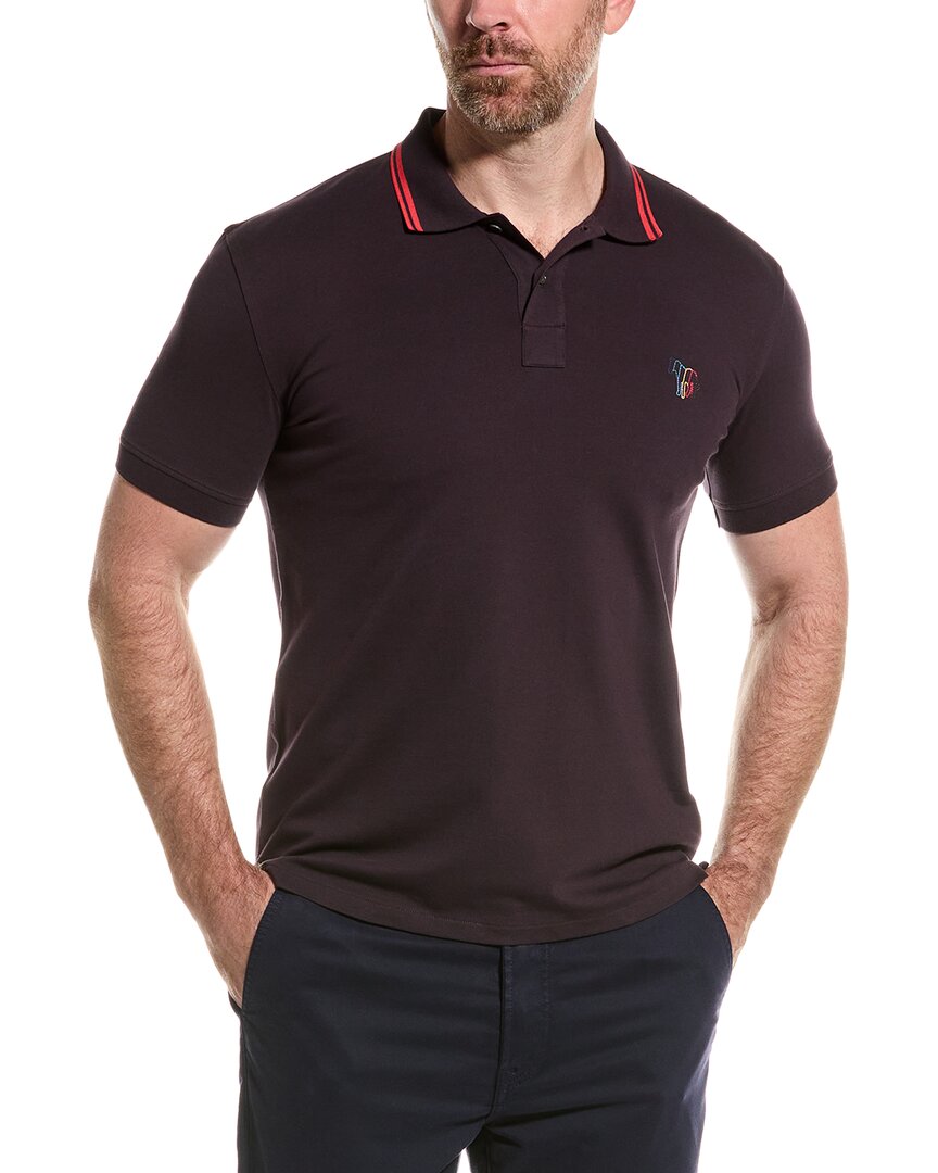 Ps By Paul Smith Striped Polo Shirt In Purple