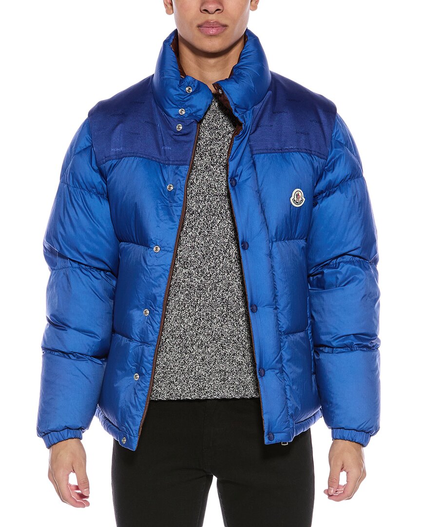 Moncler Verone Reversable Down Coat In Blue