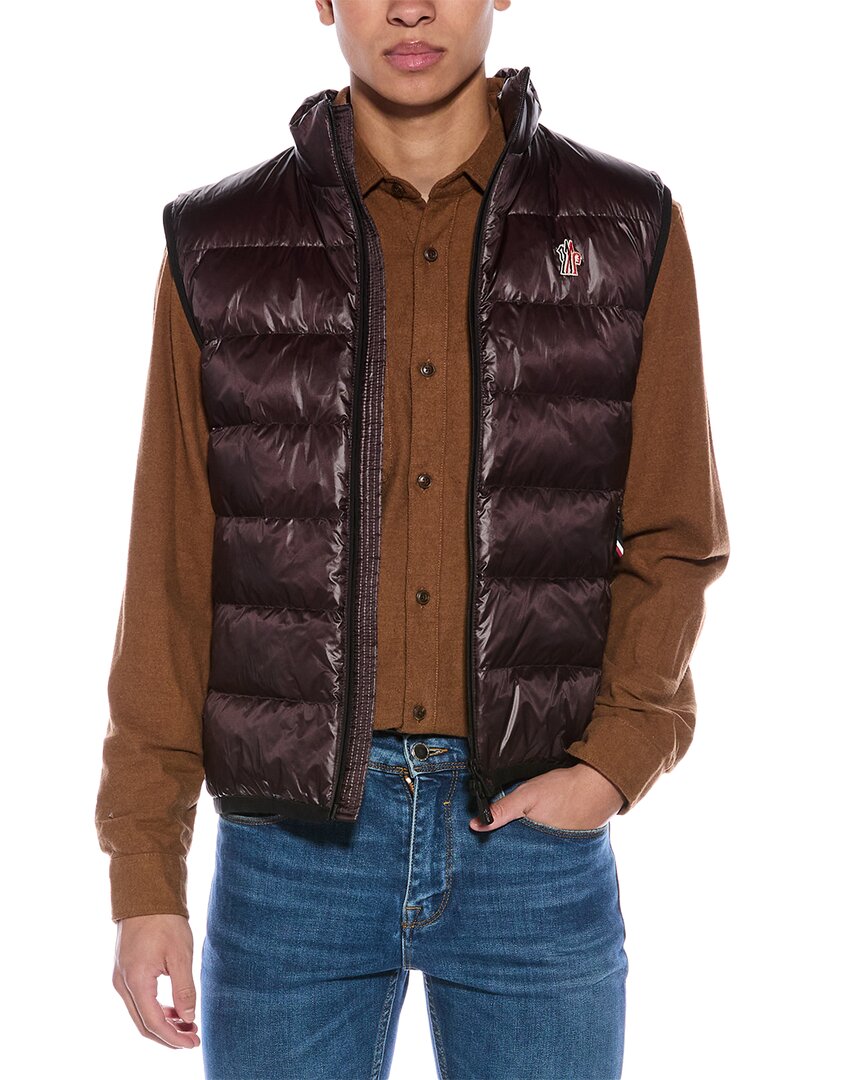 Moncler Paneled Down Vest In Red