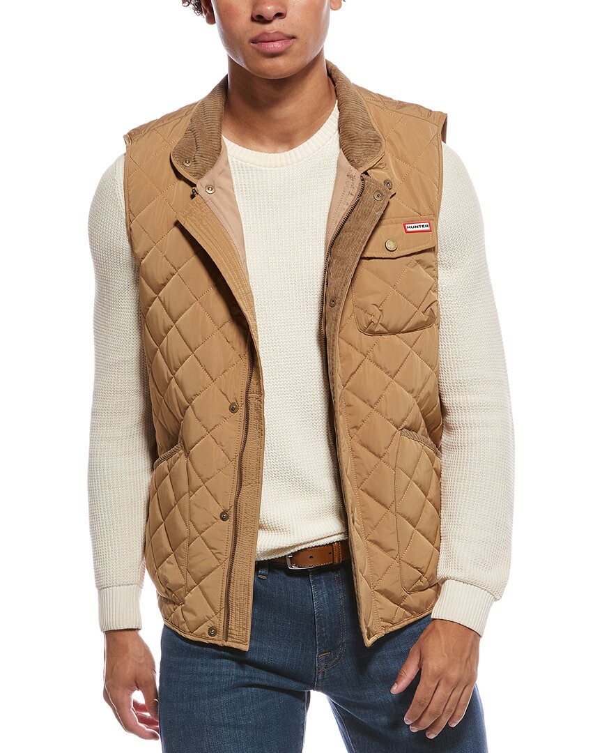 Hunter Quilted Utility Vest In Brown