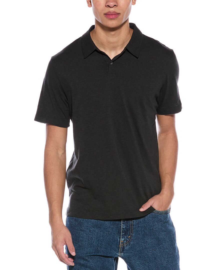 Shop James Perse Reverse Slub Jersey Polo Shirt In Grey