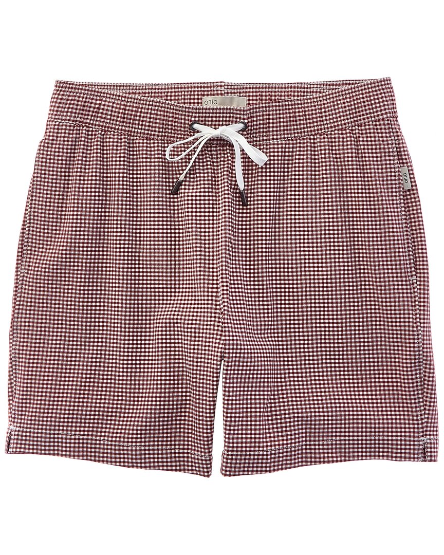 Onia Charles Seersucker Swim Trunk In Red