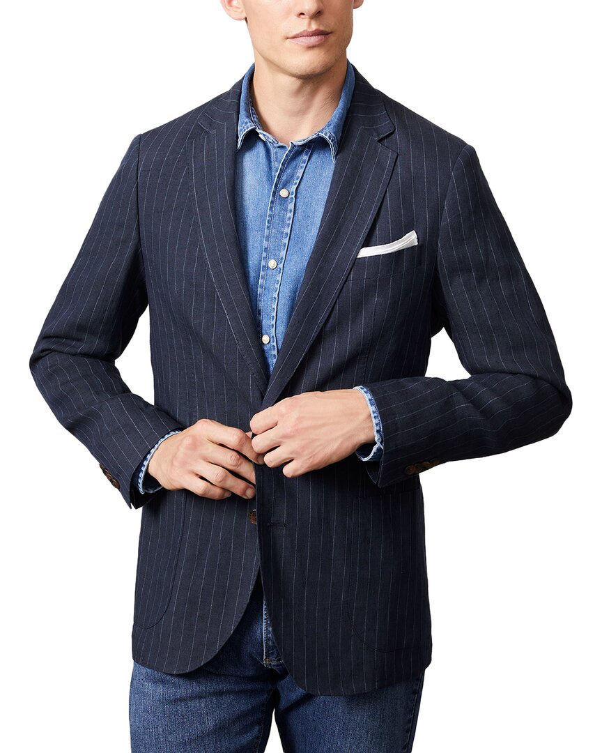 J.mclaughlin Pinstripe Lisbon Linen Shirt In Blue