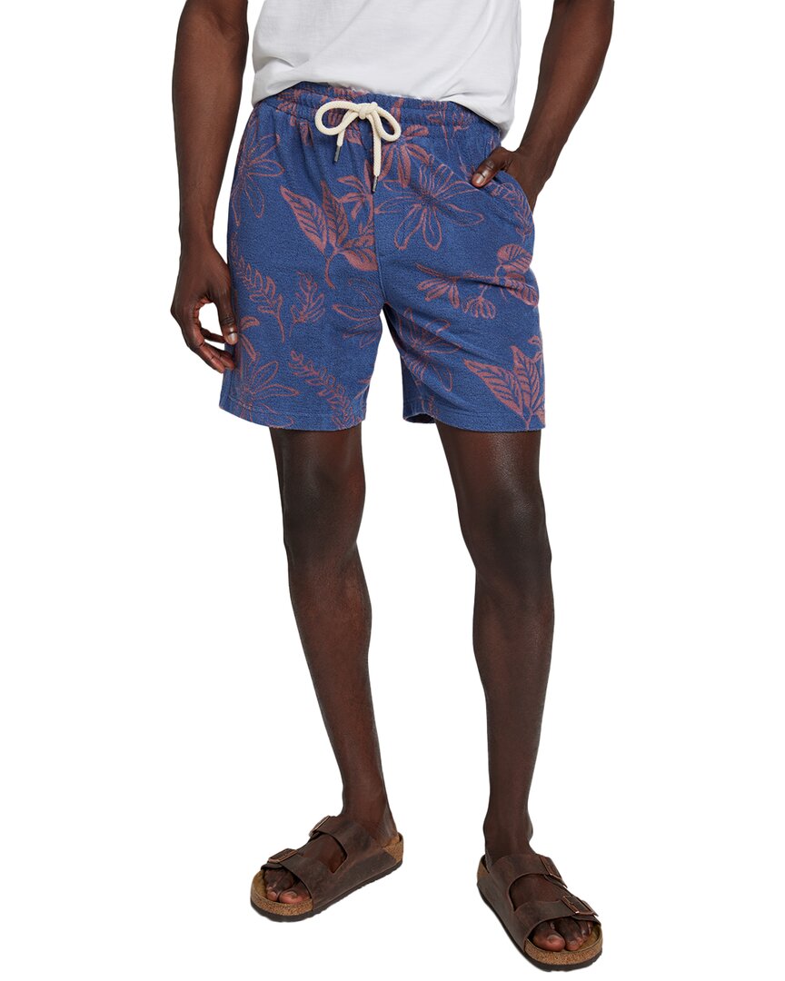 Faherty Cabana Towel Terry Sweatshort In Blue