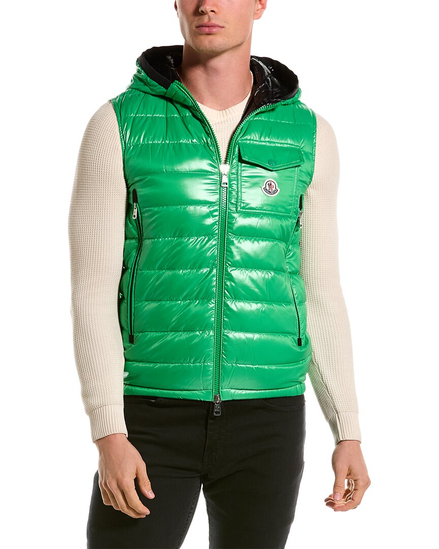 Shop Moncler Down Vest In Green