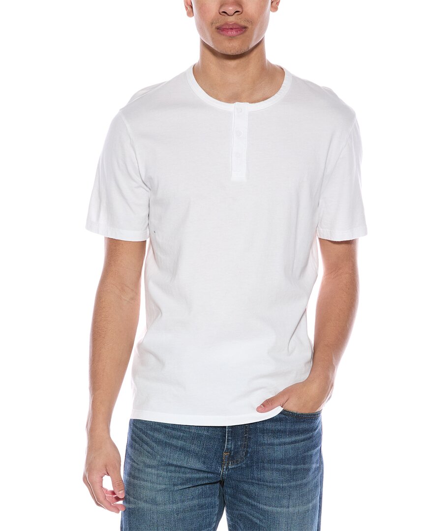 Vince Garment Dyed Short Sleeve Henley In White