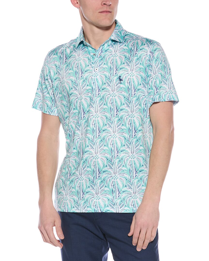 Shop Tailorbyrd Palm Trees Performance Polo Shirt In Blue