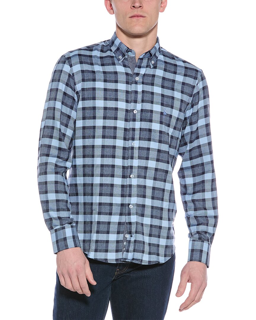 Shop Tailorbyrd Luxe Melange Plaid Sportshirt In Blue