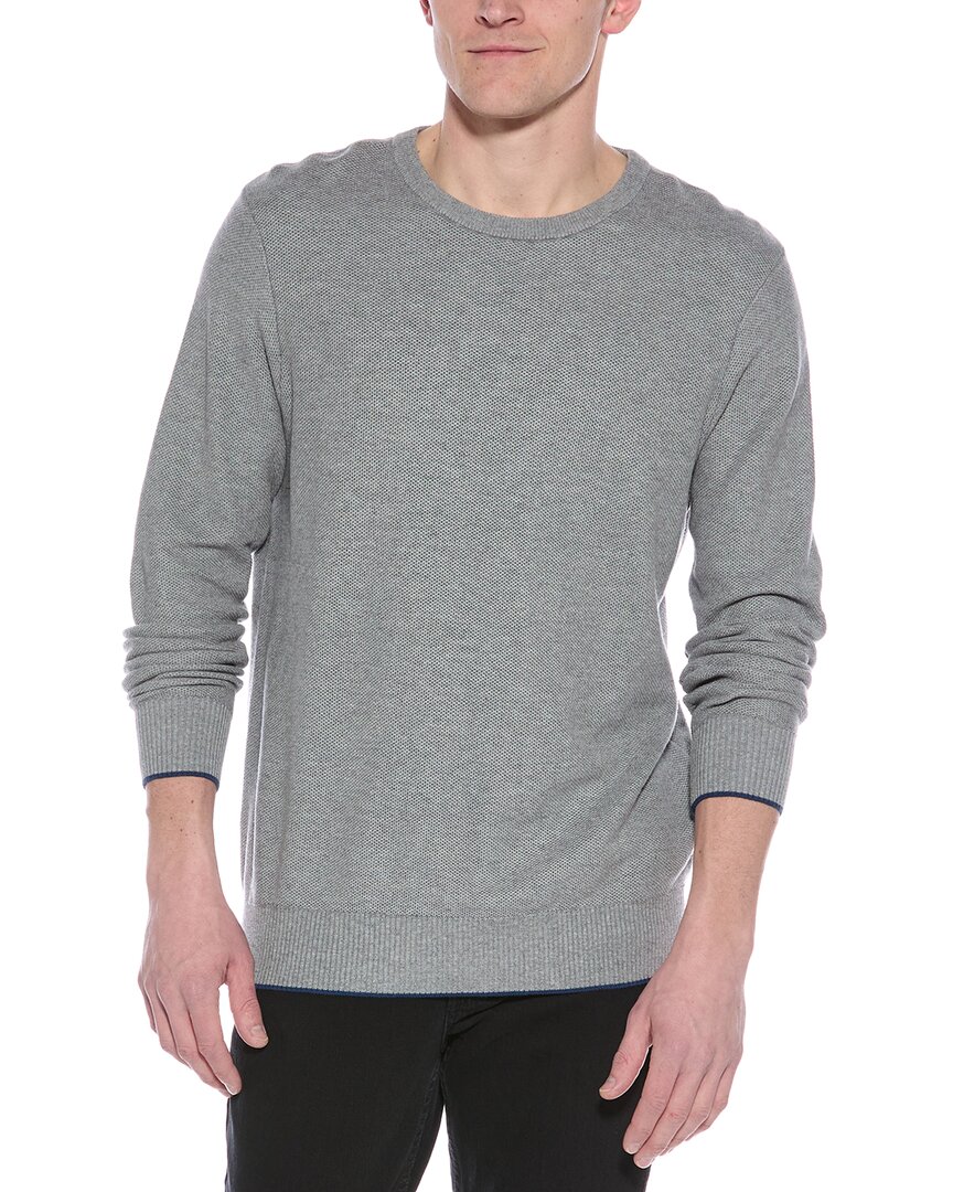 Tailorbyrd Textured Waffle Crewneck Sweater In Gray