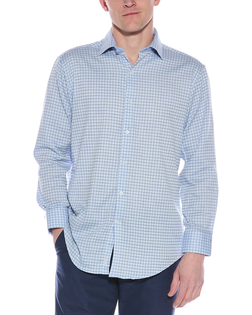 Tailorbyrd Dobby Check Dress Shirt In Blue