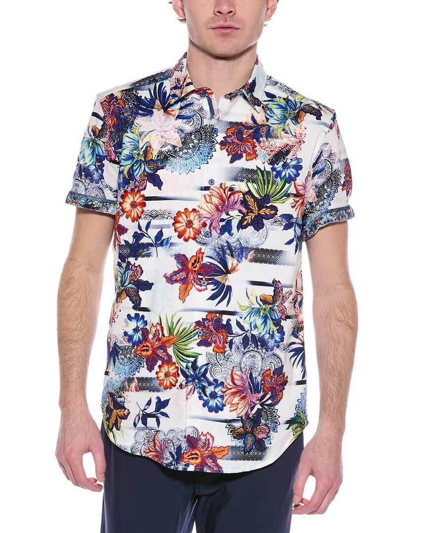 Robert Graham Kendari Short Sleeve Button Down Shirt Tall In White