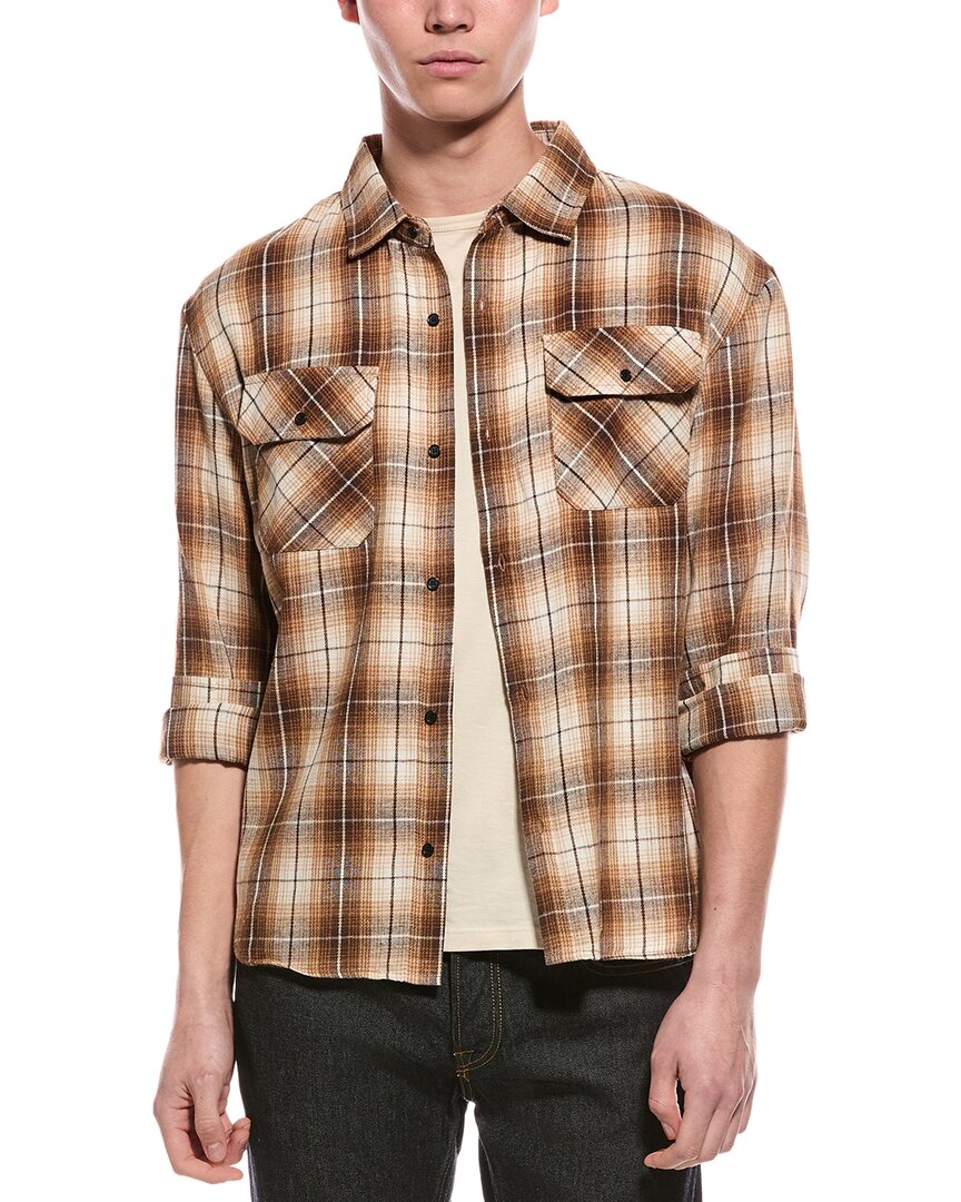 American Stitch Plaid Shirt In Brown