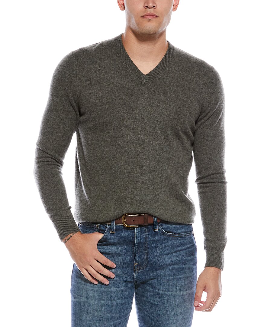 Quinn Cashmere V-neck Sweater In Green