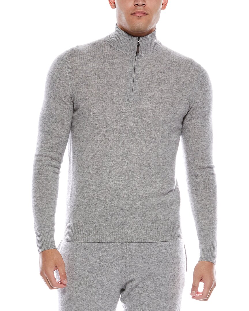 Quinn Cashmere 1/4-zip Mock Neck Sweater In Gray