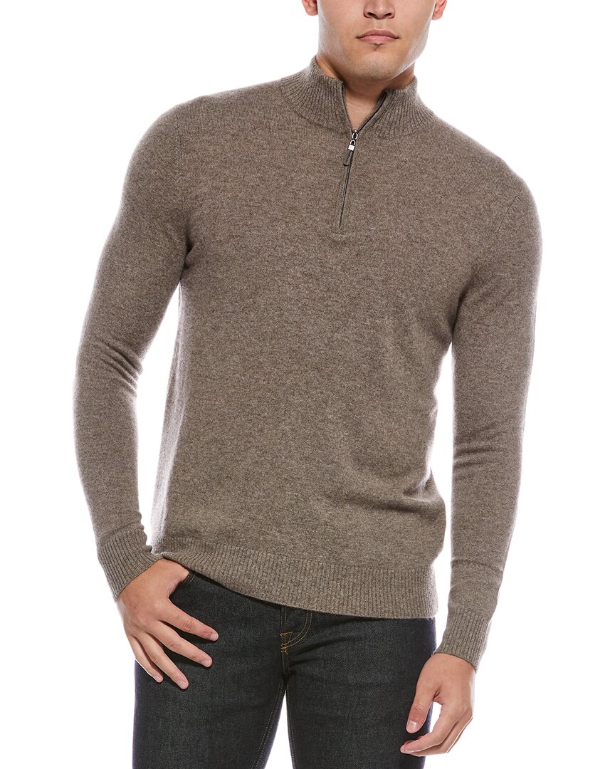 Quinn Cashmere 1/4-zip Mock Neck Sweater In Brown