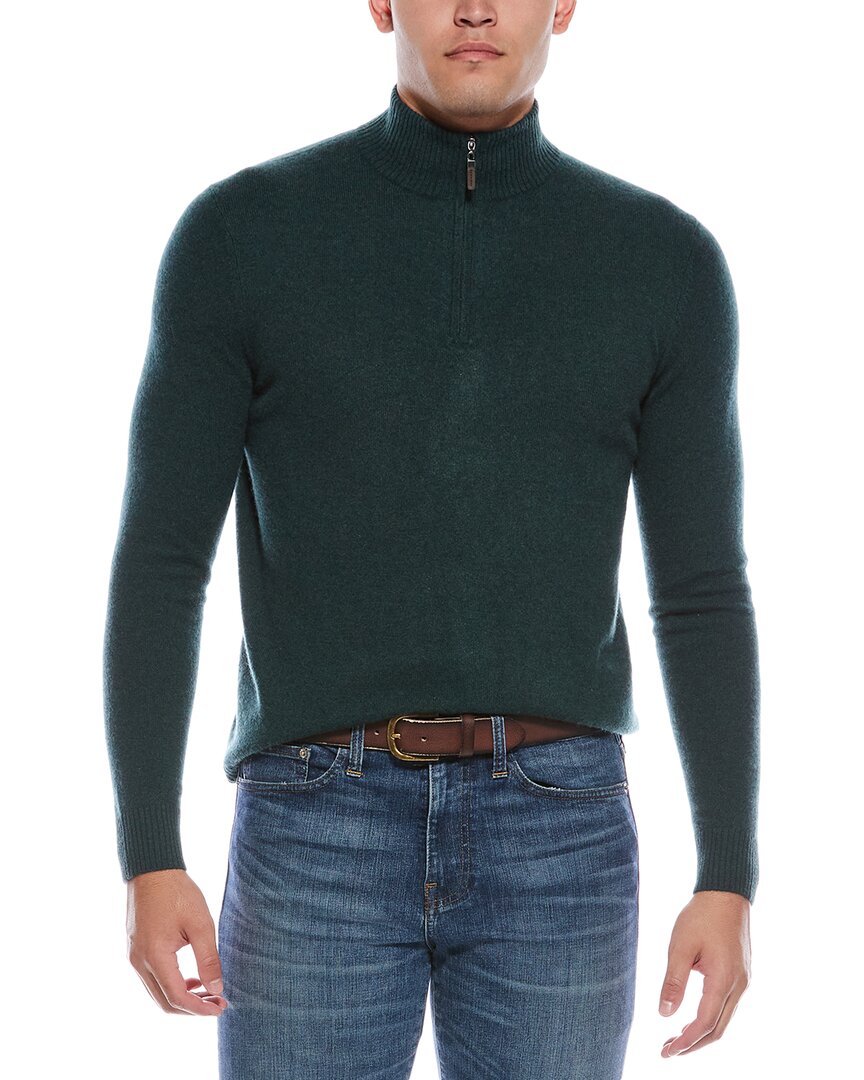 Quinn Cashmere 1/4-zip Mock Neck Sweater In Green