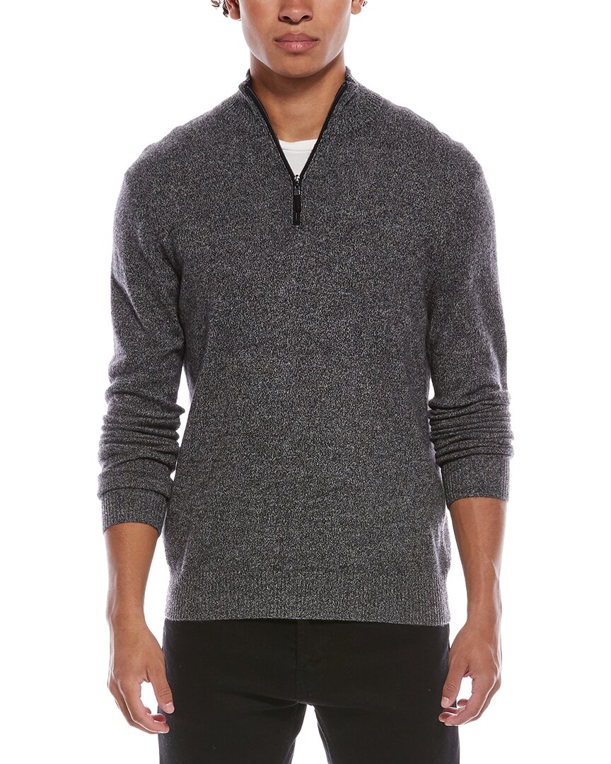 Quinn Basic 1/4 Zip Cashmere Mock Neck Sweater In Gray