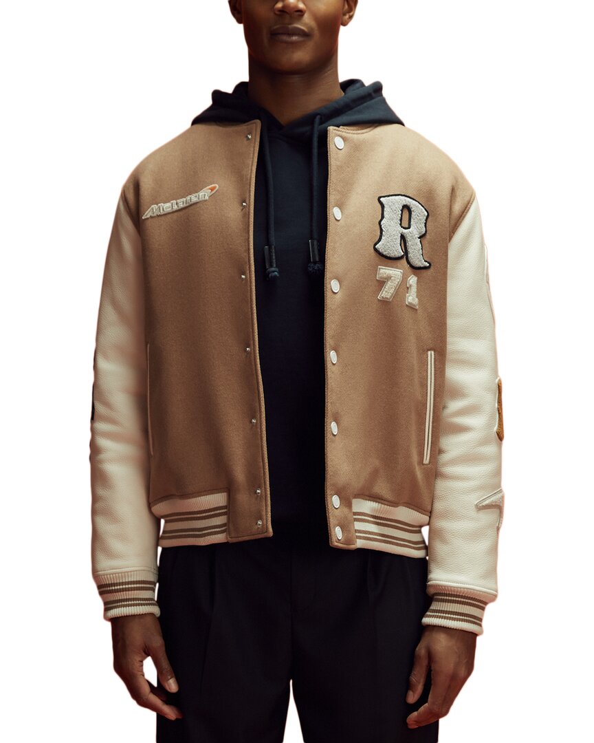 Reiss Jotta Varsity Bomber Jacket In Brown