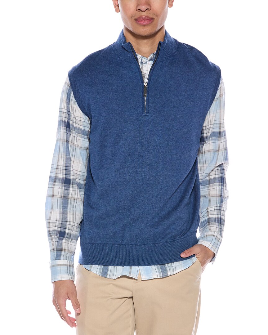 Alashan Cashmere-blend 1/4-zip Mock Sweater Vest In Blue