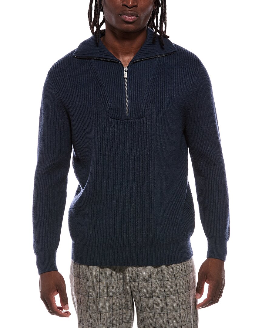 Jason Wu Lis Quarter Zip Mock Neck Sweater In Blue