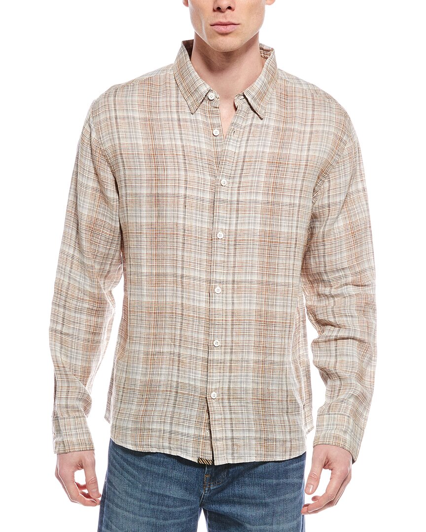 Billy Reid Winslow Linen Shirt In Beige
