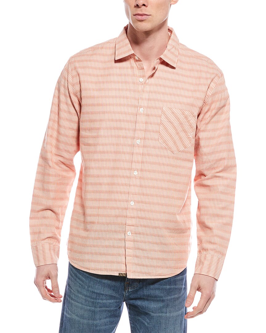 Billy Reid Textural Stripe John T Shirt In Orange