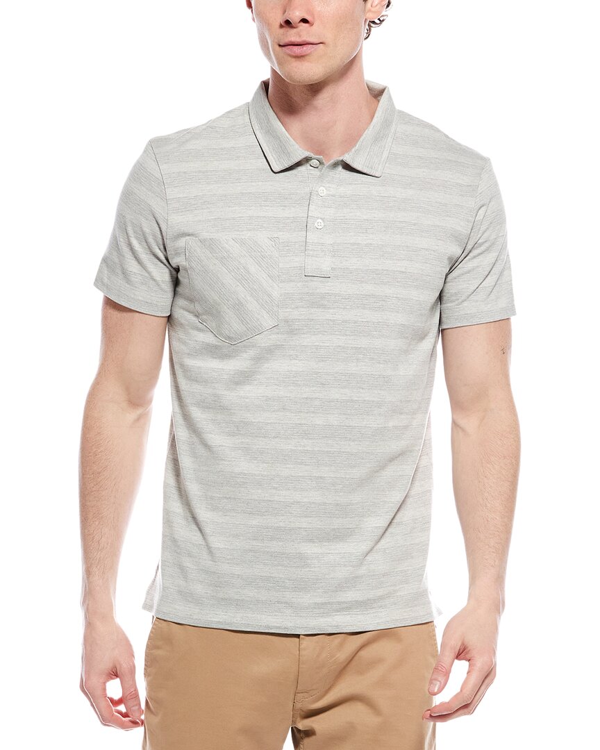 Billy Reid Shadow Stripe Pocket Polo In Grey
