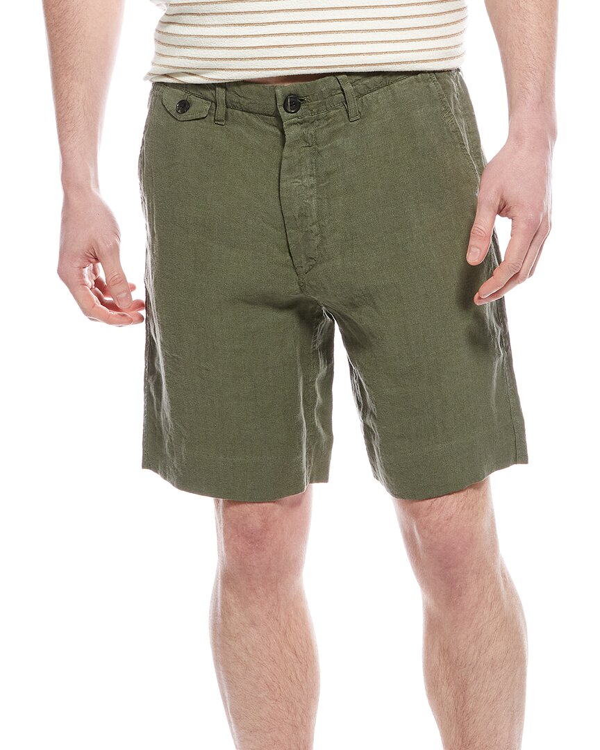 Billy Reid Moore Linen Shorts In Green