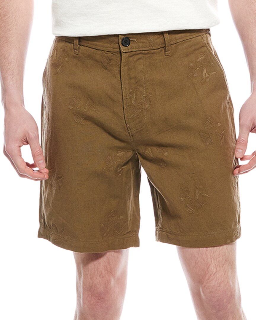 Billy Reid Pelican Gulf Embroidered Linen-blend Short In Green