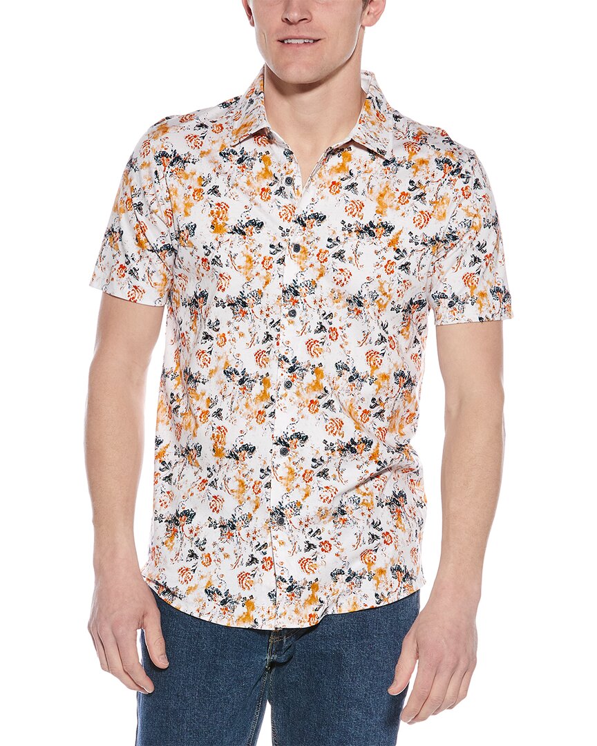 Raffi Floral Print Polo Shirt In White