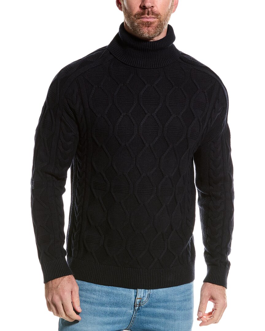Reiss Navy Alston Cable Knitted Roll Neck Jumper In Black