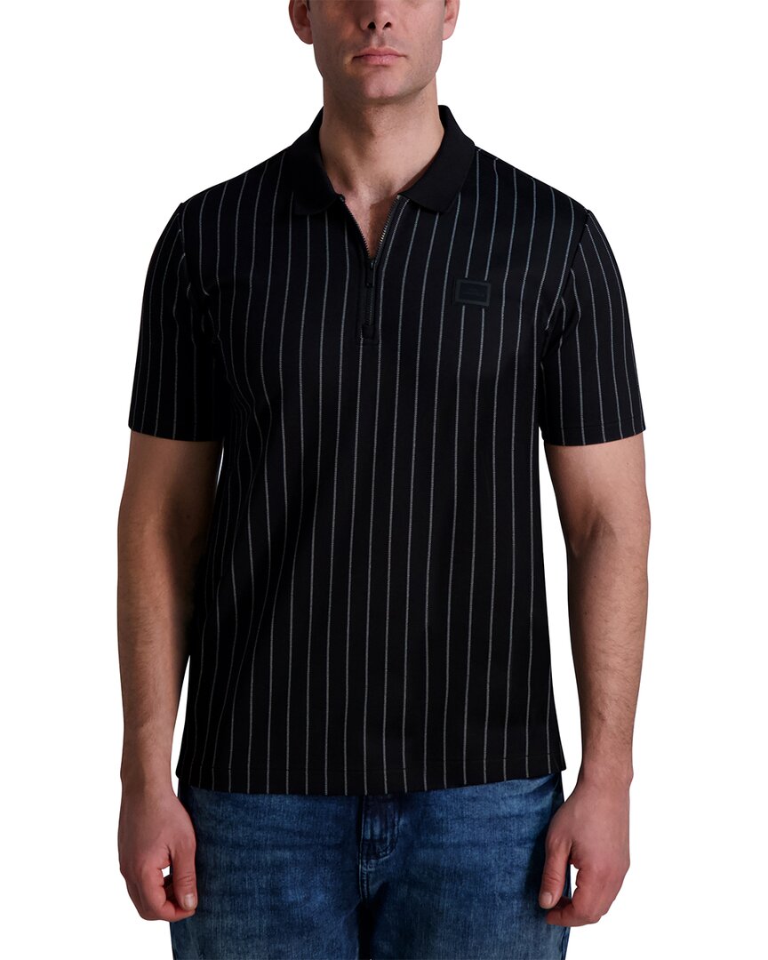 Karl Lagerfeld Paris Stripe Zip Front Polo