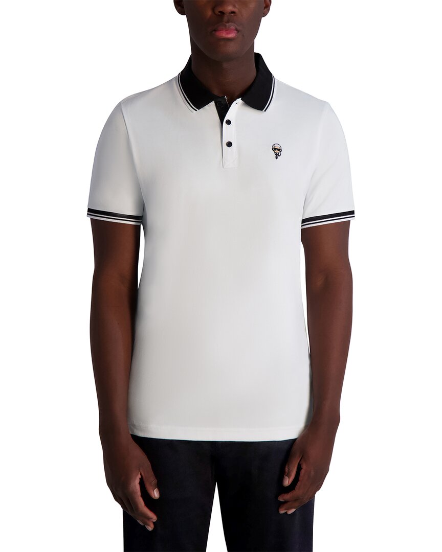 Karl Lagerfeld Men's Short Sleeve Tipped Logo Polo Shirt