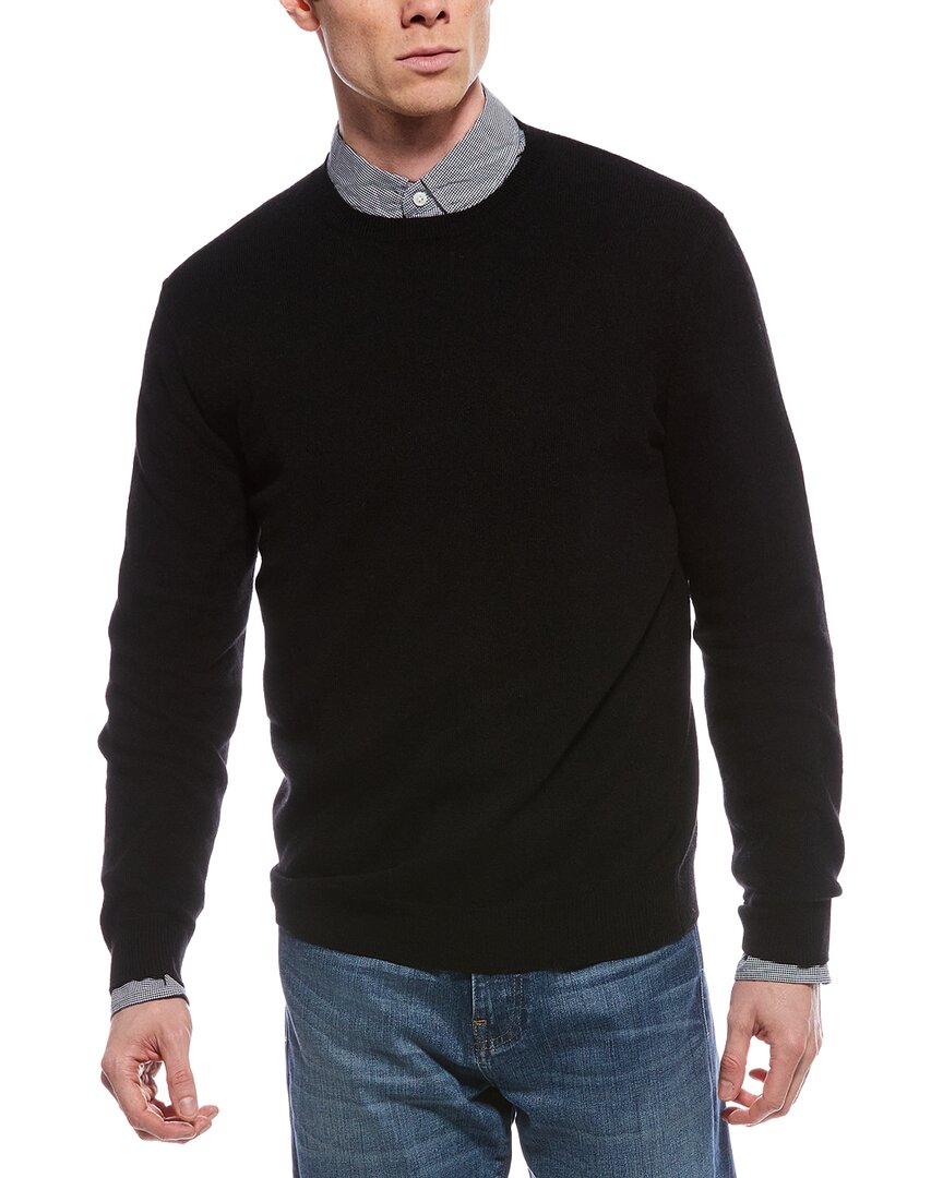 Forte Cashmere Classic Crew Cashmere Sweater In Black
